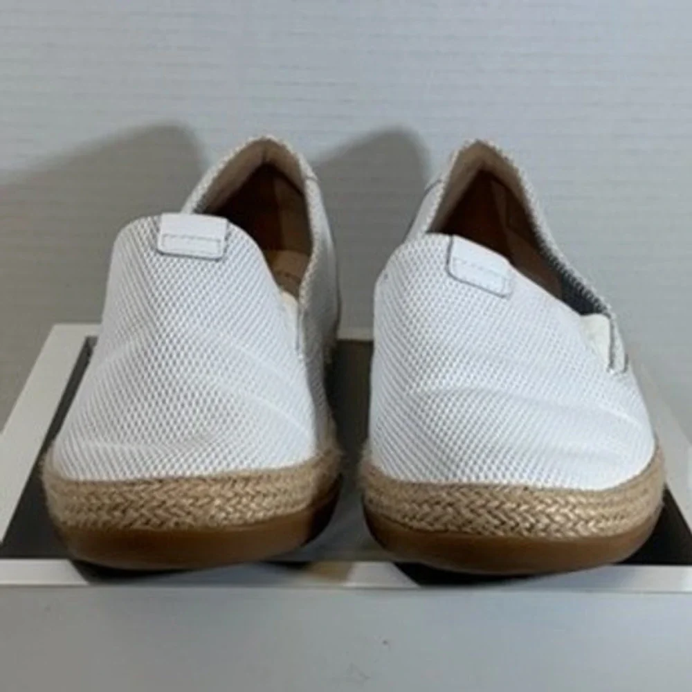 Clarks Step Marigold White Textile Espadrille Slip On Loafers Womens 7 W Wide